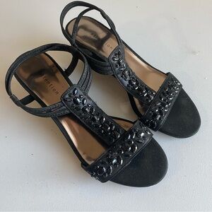 Women’s attention beaded black sandal heels